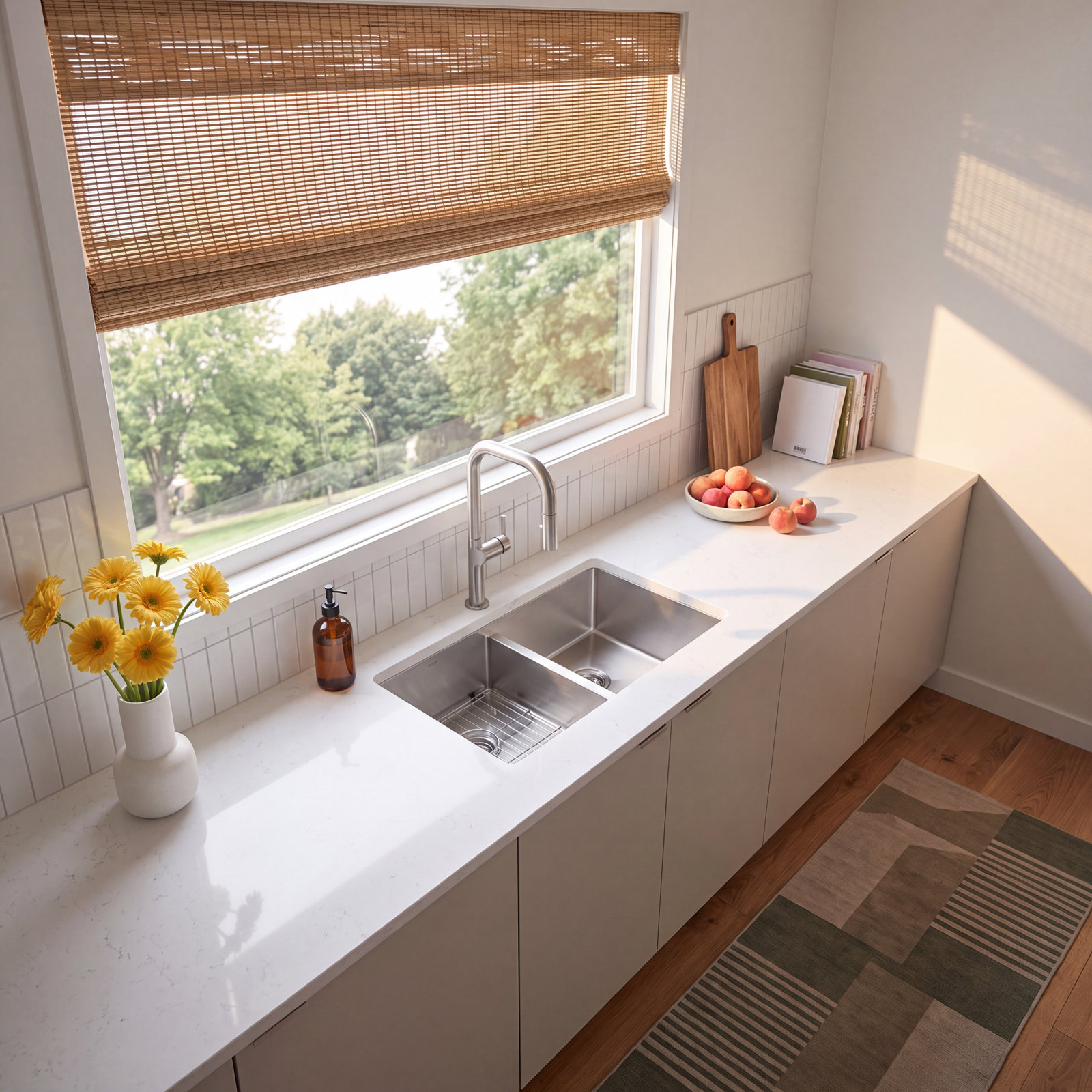 Vault Double Bowl Kitchen Sink, 1 Hole
