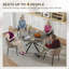 Round Dining Table for 4 Kitchen Table with Steel Legs Grey and Black