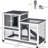 Solid Wood Pet Cage With Wheels And Removable , Grey Small Animal Habitat Bottom Layer,