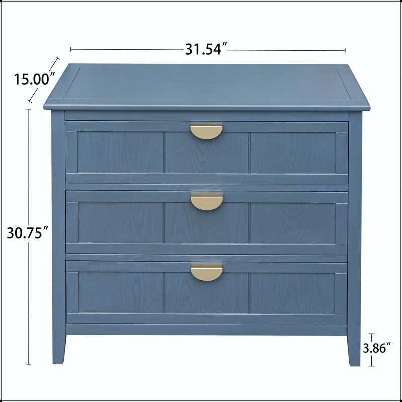 Armoire américaine à 3 tiroirs avec grain de bois peint à la main