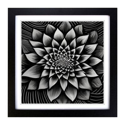 Lotus Flower Op Art - Framed Print
