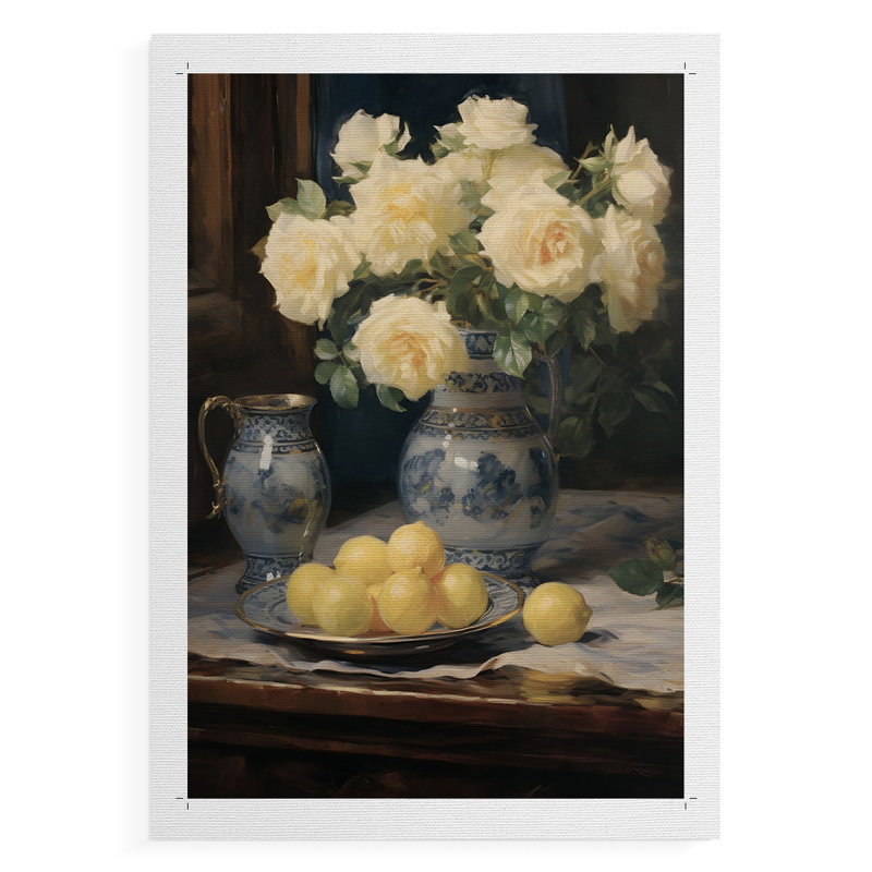 Motif floral rétro CCVVII - impression sur toile seulement - non encadrée