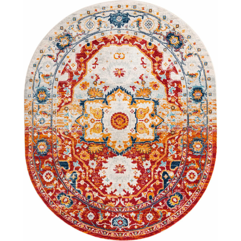 Ikat Indoor Rug, Oval 7'10" x 10'