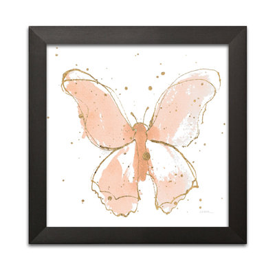 Papillons dorés II, aquarelle rosée