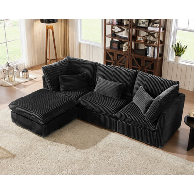 Oversized Modular Corduroy Sectional Sofa Extra Deep Cloud Couch With Ottoman Chaise