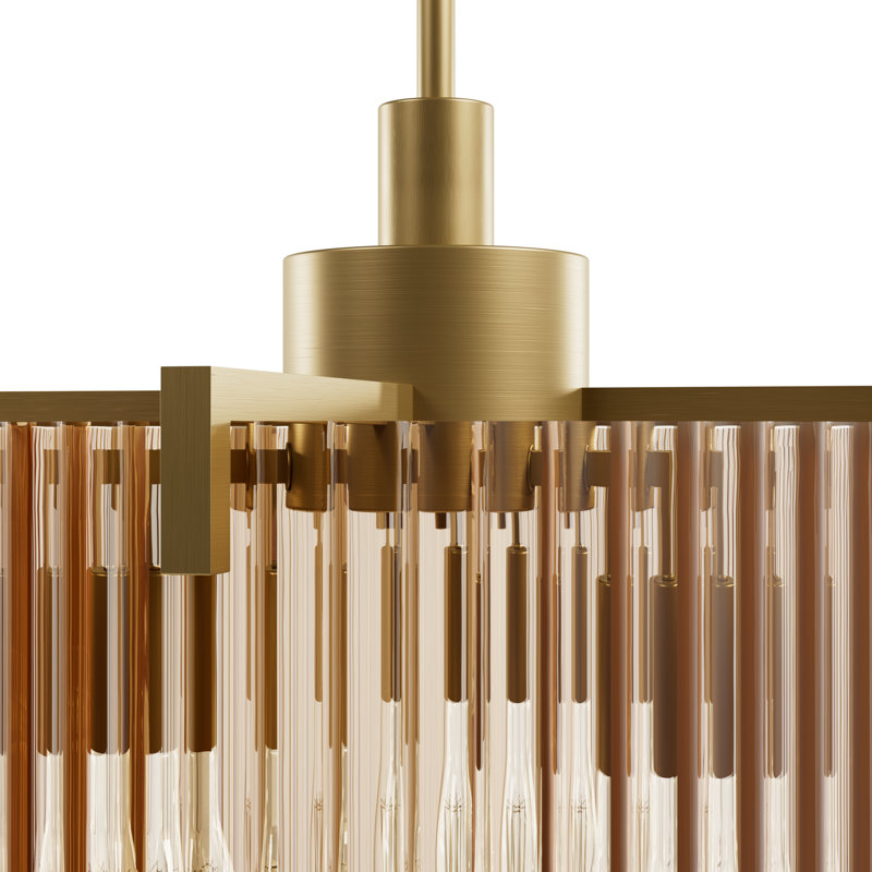 Ontario 3 Light Pendant Ceiling Light Fixture, Tan, Gold