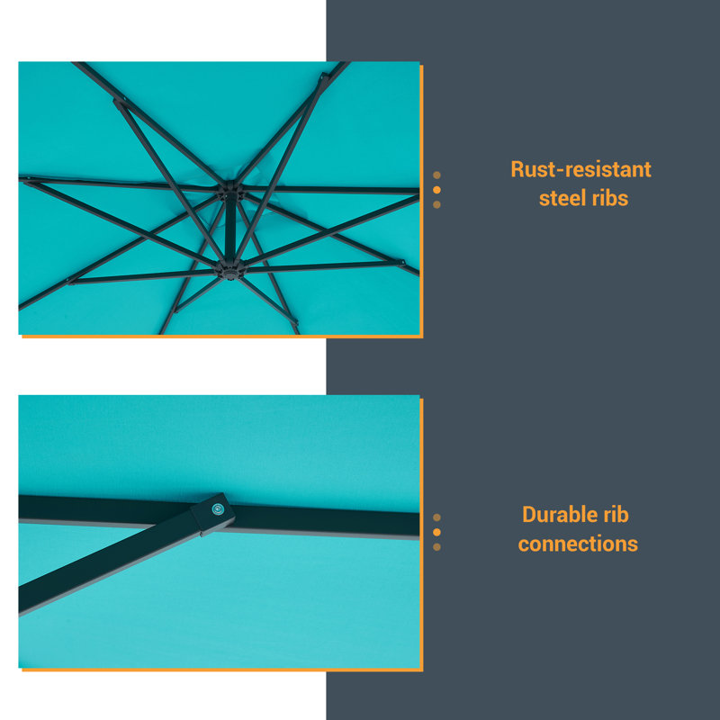 Parasol en porte-à-faux 98,4 po Avalynn, Bleu