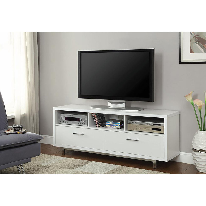 Console de rangement avec tiroir et télévision, Blanc