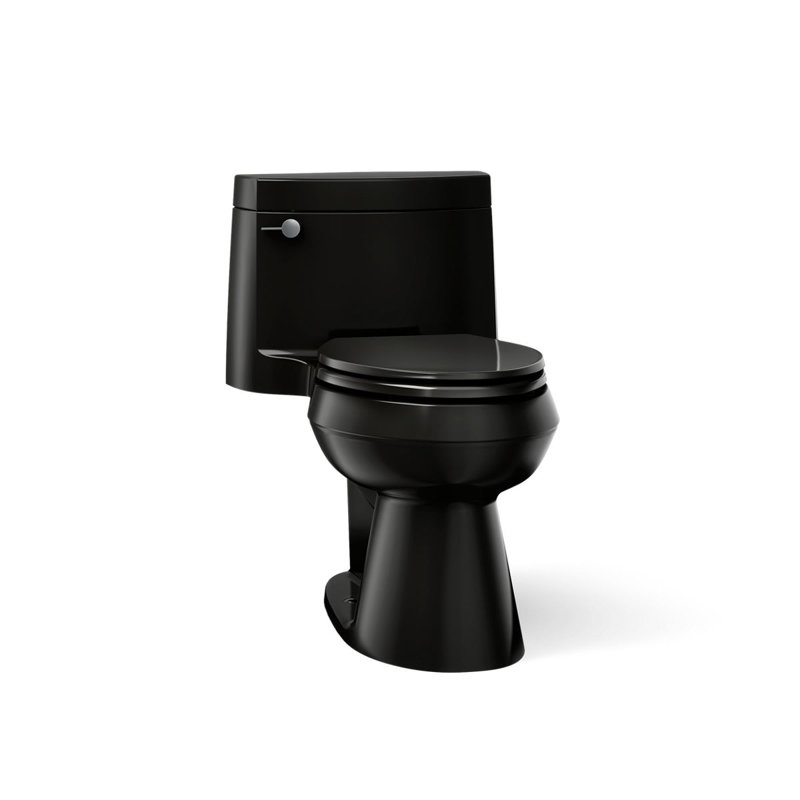 Cimarron 1.28 GPF Water Efficient Elongated One-Piece toilet (Seat Included), Black, Left-Hand