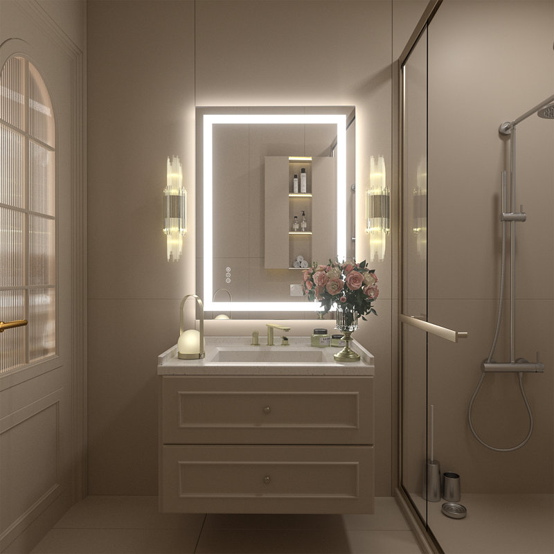 Aevar Super Bright Front & Back LED Lighted Anti-Fog Tempered Glass Bathroom/Vanity Mirror with ETL & 3-Year Warranty