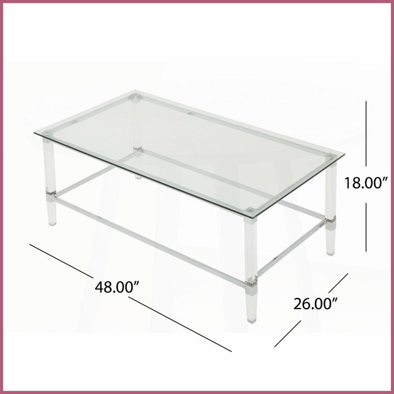 Verre trempé ultramoderne Table basse rectangulaire en acrylique - Large surface invisible pour le salon