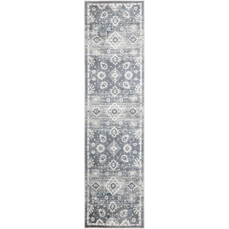Bungalow Rose Sistrom Machine Washable Denim Vintage Indoor Rug, Runner 2' x 6'