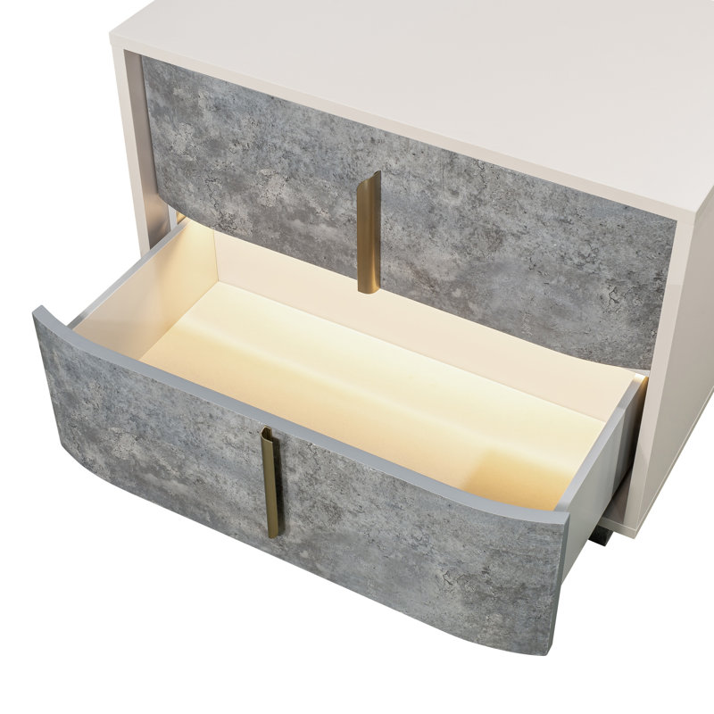 Pavira 2-Drawer Nightstand - Stone