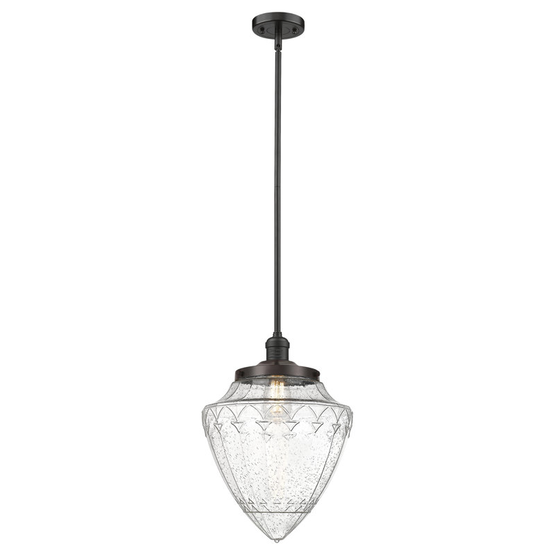 Luminaire suspendu géométrique unique 1 lumière, Grainé, Bronze frotté à l'huile