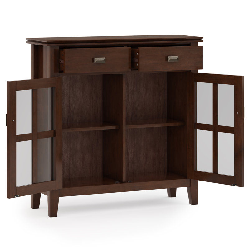 Artisan 36"W Solid Wood Transitional Entryway Storage Cabinet with Glass Doors and Adjustable Shelves