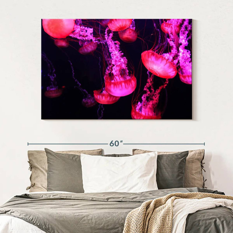 Bright Pink Jellyfish, 34" H x 51" W
