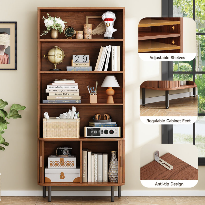 71" Tall Bookshelf with Storage Cabinet | Wayfair