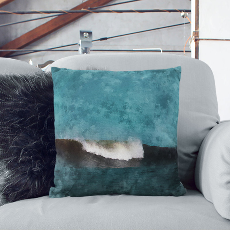 Wave Curl Painting Cushion with Filling, 40cm H x 40cm W x 15cm D