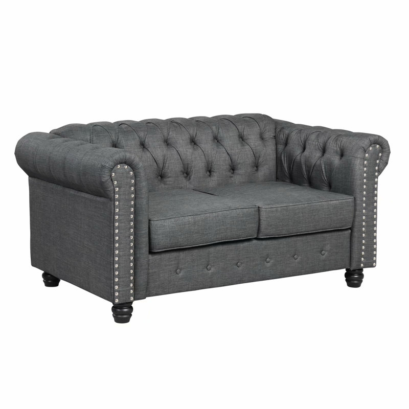 60'' Upholstered Loveseat, Gray Linen Blend