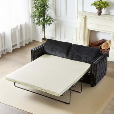 2-in-1 Sofa Bed Sleeper With Large Mattress, Convertible Sleeper Sofa with Memory Foam Mattress, 3-Seater Full Size Bed Couch for Living Rooms, Designed 
