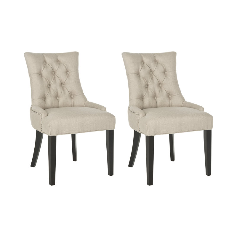 Baumgarten 49.53cm H Tufted Upholstered Parsons Chair, Ecru, Espresso