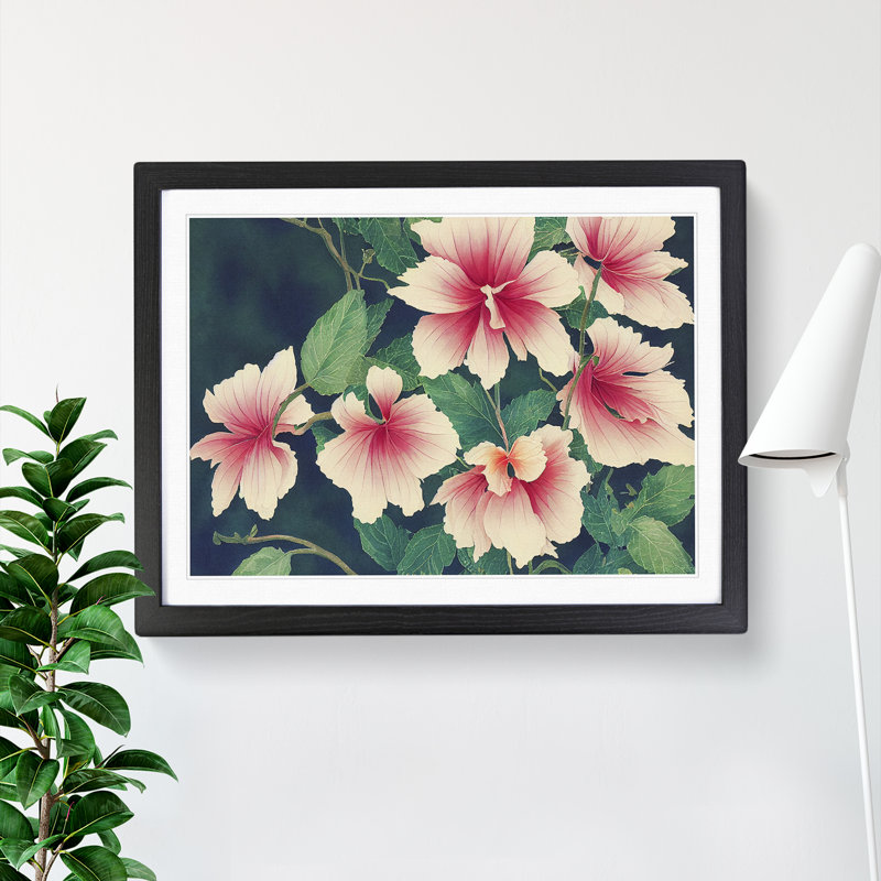 Delightful Watercolour Flowers - Single Picture Frame Painting, 46cm H x 64cm W x 2cm D, Black