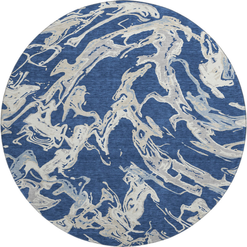 Premium Machine Washable Corum AMF1035 Abstract Rug, Round 8'