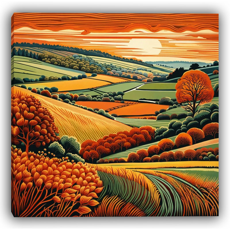 Sunset Ember Fields Wrapped Canvas Wall Art, 20" H x 20" W