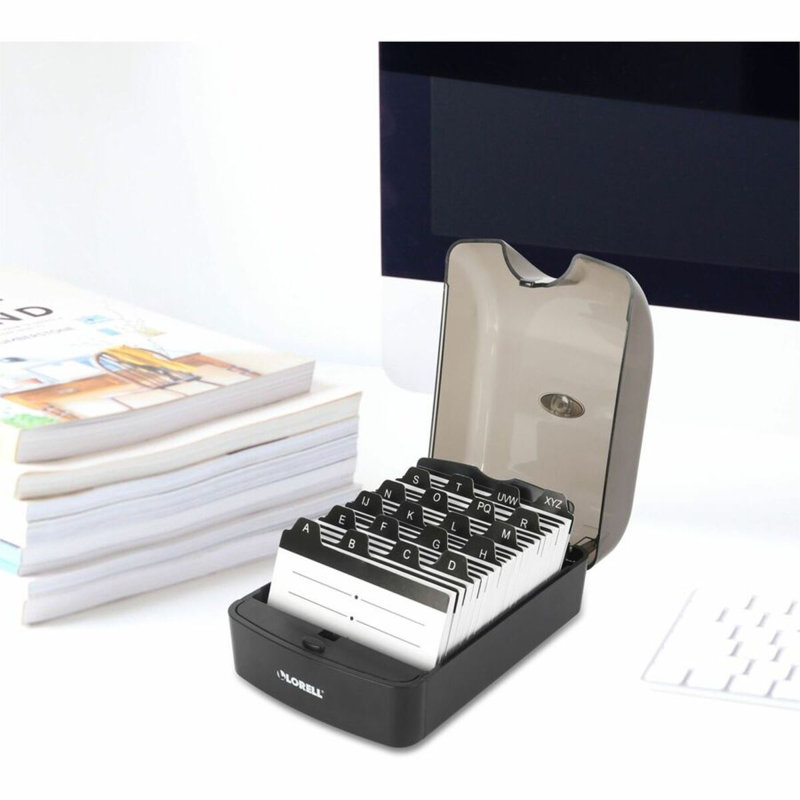 Lorell Desktop Business Card File, 3" H x 7" L x 4" W