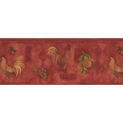 Bordure de papier peint à motif de coqs de poire et de cerises Dorchester L 15 pi x l 9 po Dorchester