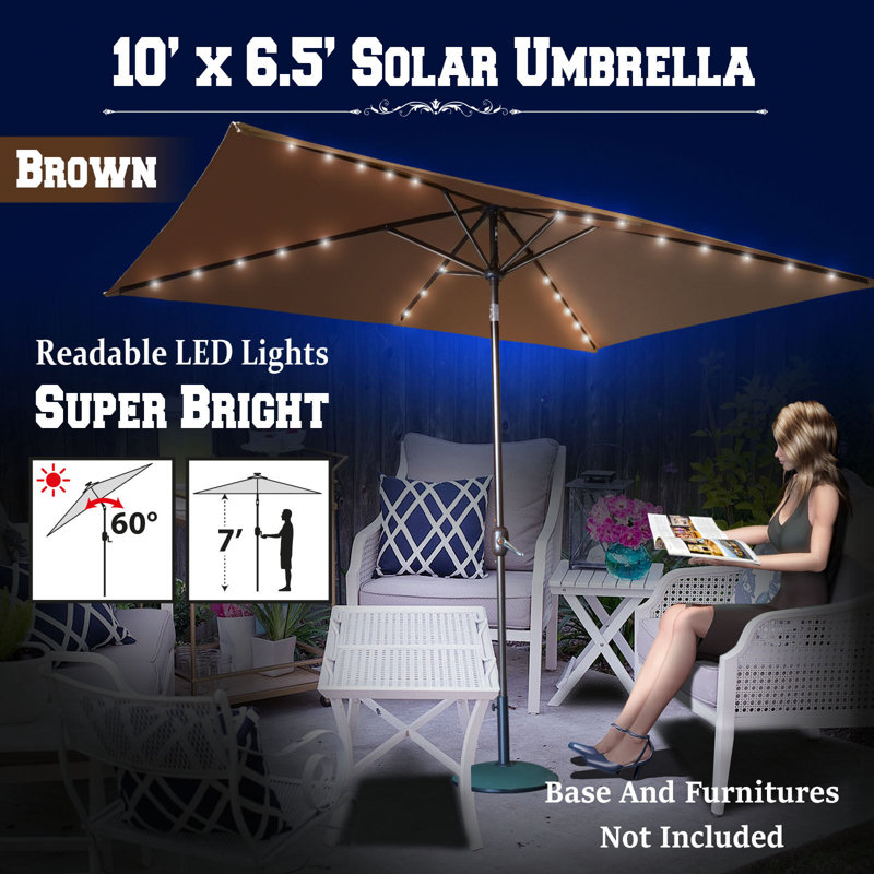 Parasol rectangulaire avec éclairage de 10 pi x 6,5 pi Neoshia, Brun
