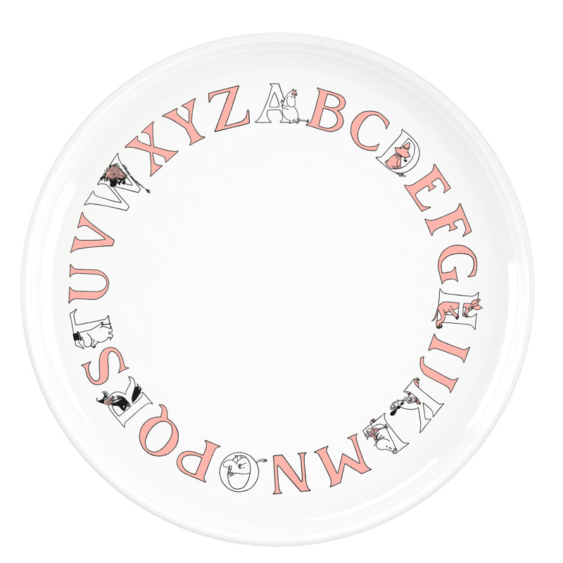 Rig-Tig Moomin ABC Dinner Plate, Antique pink and pink