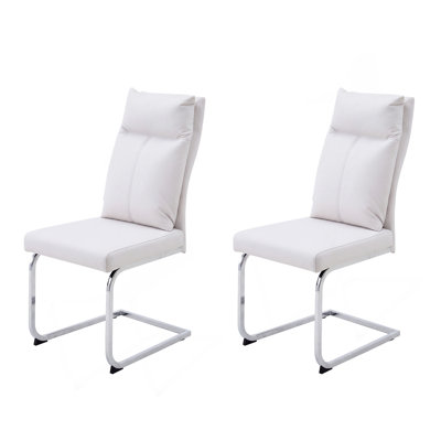 Dining Chair Set (2 Pieces) Modern Leather Imitation Soft Cushion Dining Chair, With Soft Cushion Backrest And Electroplated Legs, Suitable For Kitchen/Living Room/Dining Room