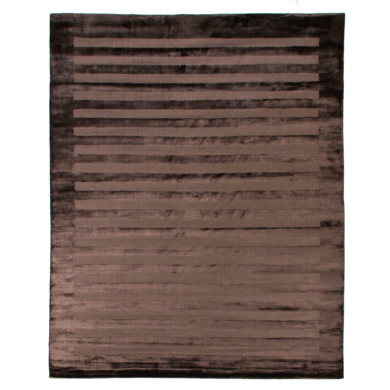 Wide Striped Area Rug in Chocolate, Rectangle 12' x 15'