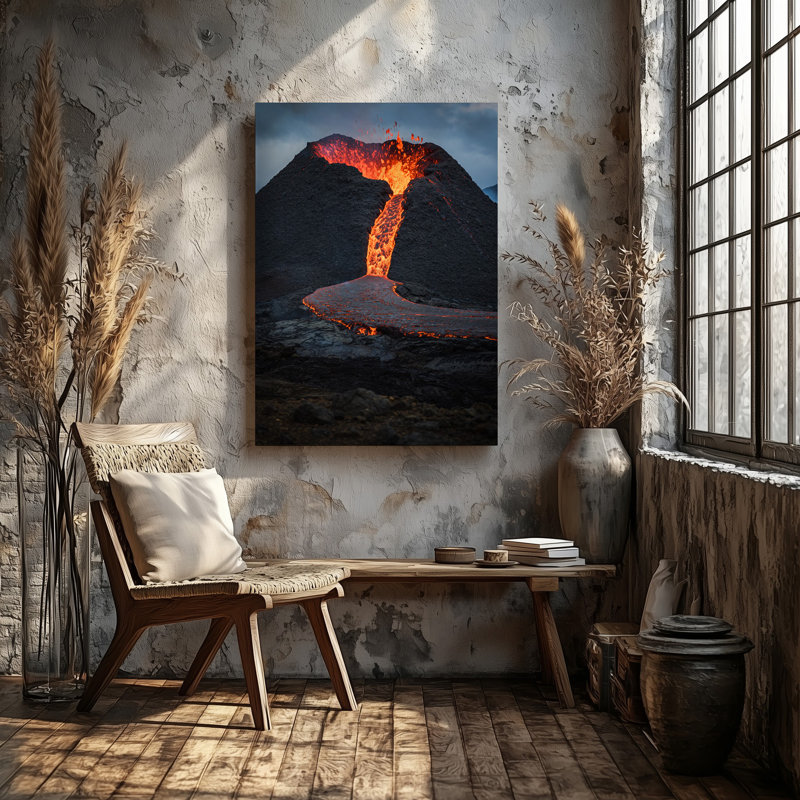 Toile, art dramatique éruptif volcanique mettant en vedette une montagne de Jagged, H 9 po x l 12 po