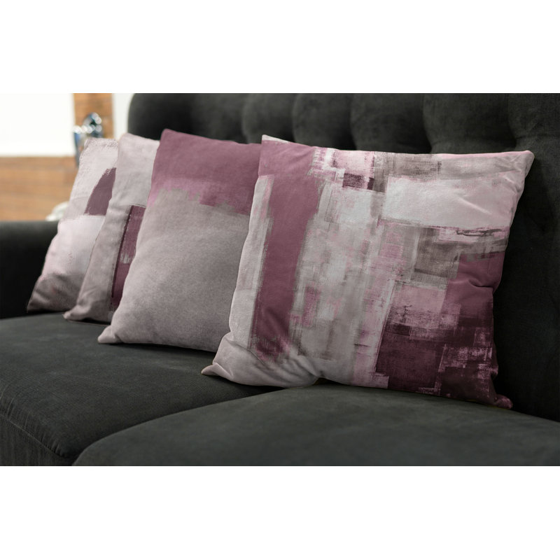 Reversible Pillow Cover, 20" H x 20" W, Dark Mauve / Taupe Grey