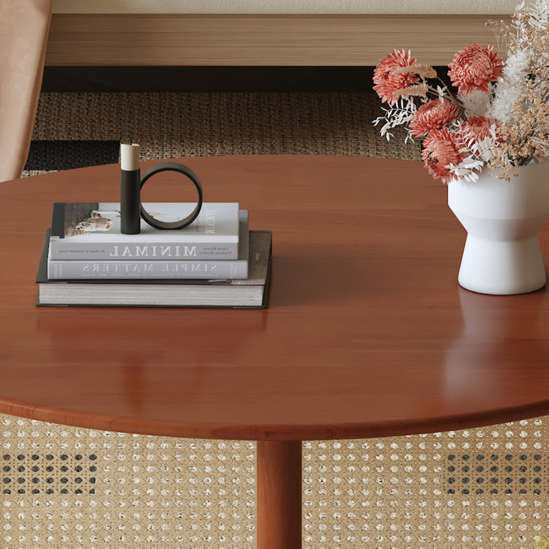 Amon Coffee Table,coffe table,living room table, Red Brown, 16.54" H x 33.46" L x 33.46" W