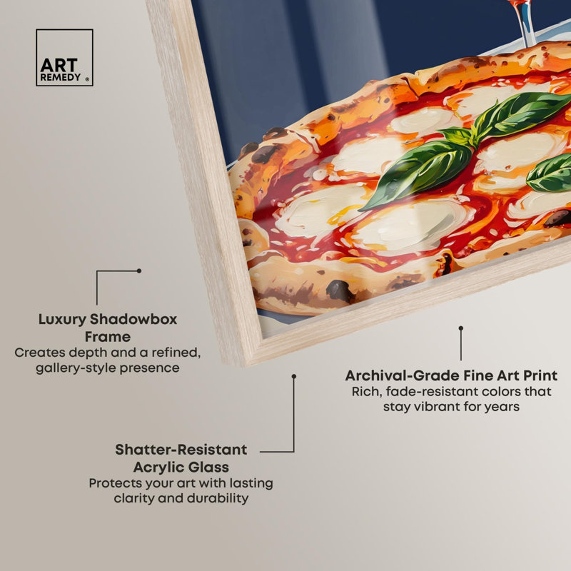 «Pizza and Aperol Pop Shadowbox Print Summer Art Prints» par Art Remedy, H 46 po x l 37 po, Crème, crème