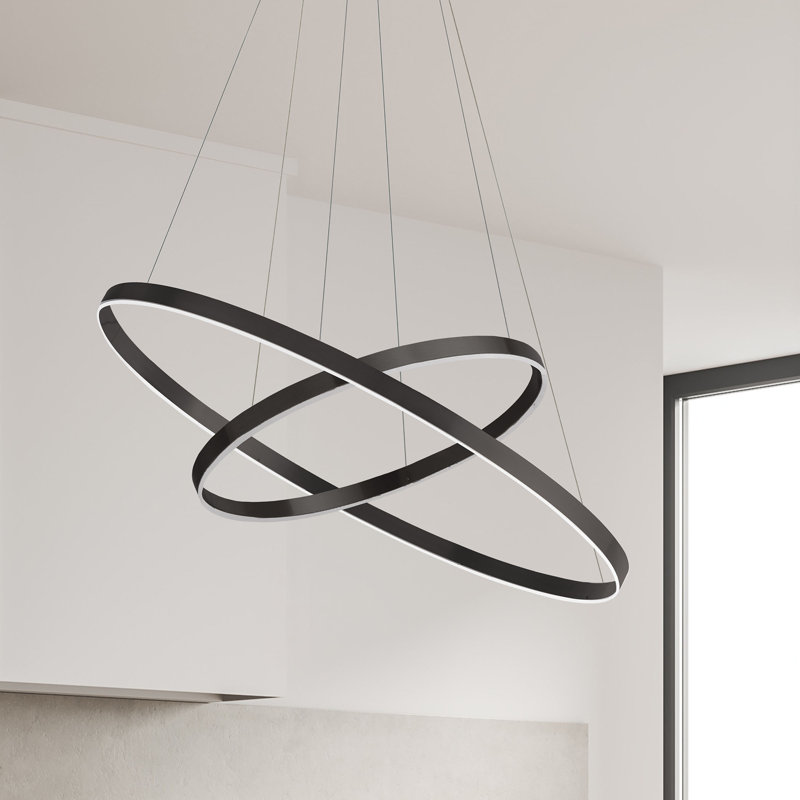 Lustre géométrique à 1 lumière DEL Brackeen, Noir mat