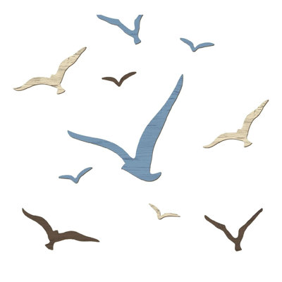 Dusty Blue Seagull Wall Decor Set