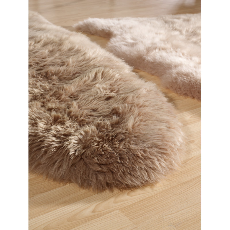 Iona Solid Colour Sheepskin Shag Area Rug, Novelty 75 x 175cm