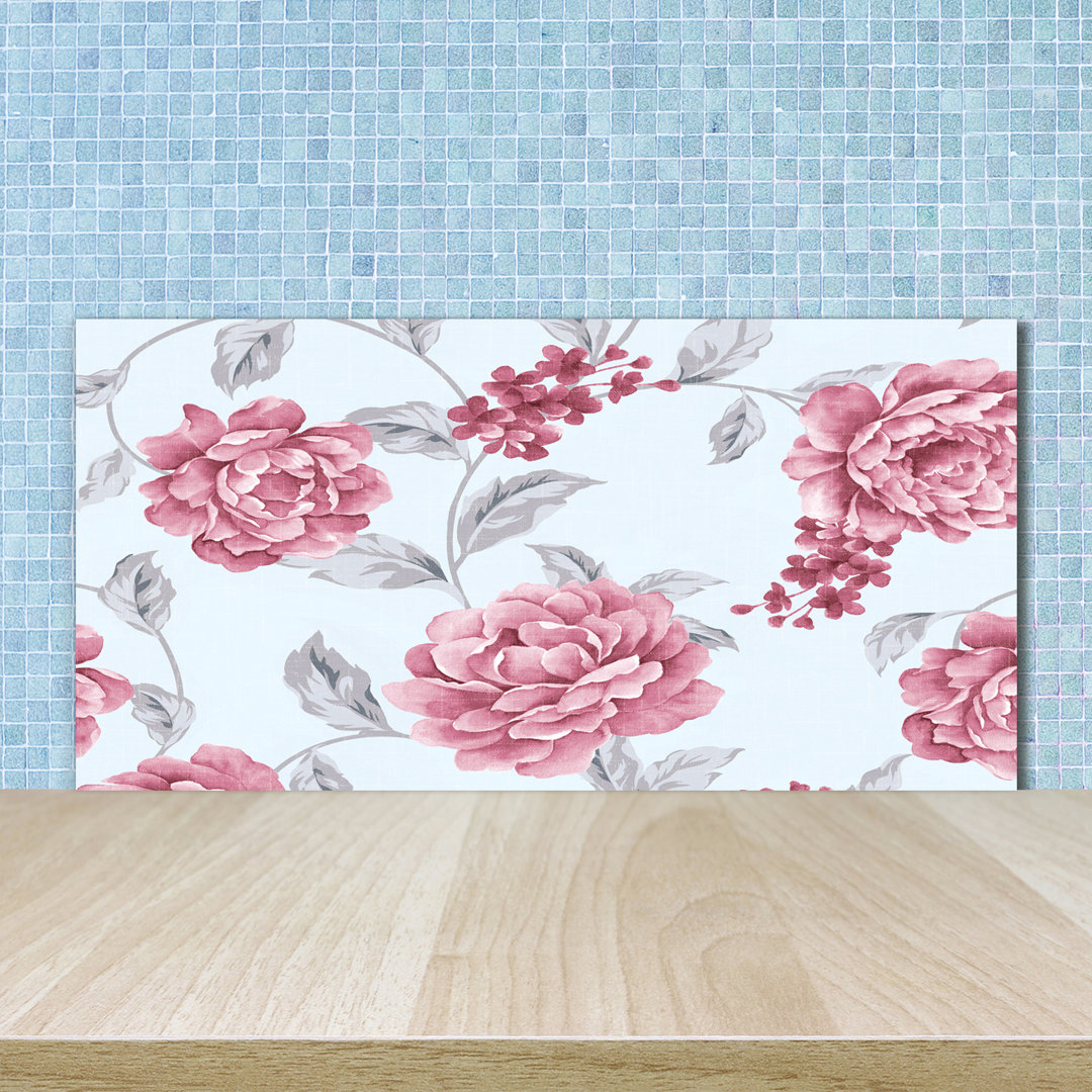 50 cm x 100 cm Glas Spritzschutzpaneel Peonies