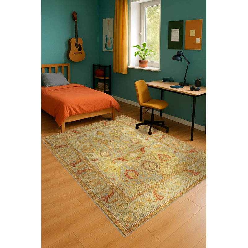 Tapis beige tissé traditionnel Mosso, 4 pi 11 po x 7 pi 7 po