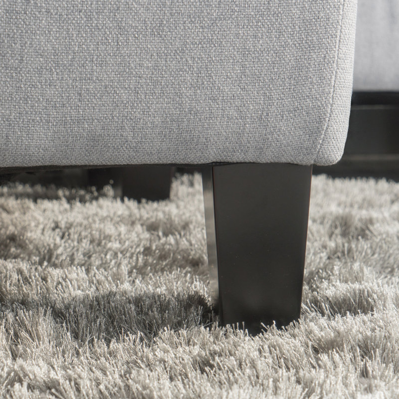Anjuman Upholstered Ottoman, Silver, Silver Polyester