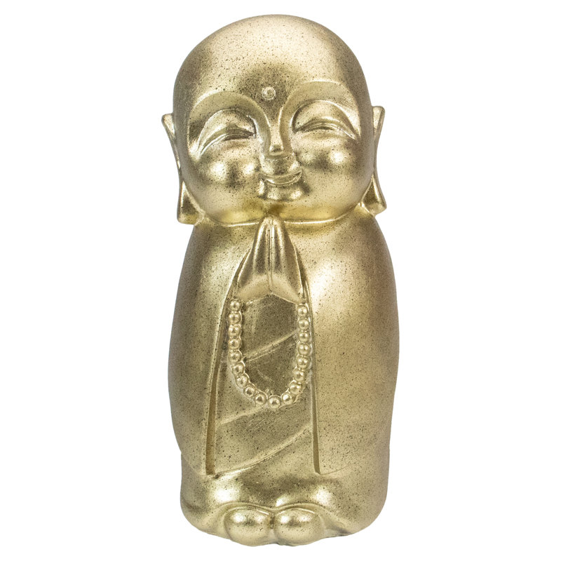 Statue de jardin 11,5 "moine bouddhiste doré