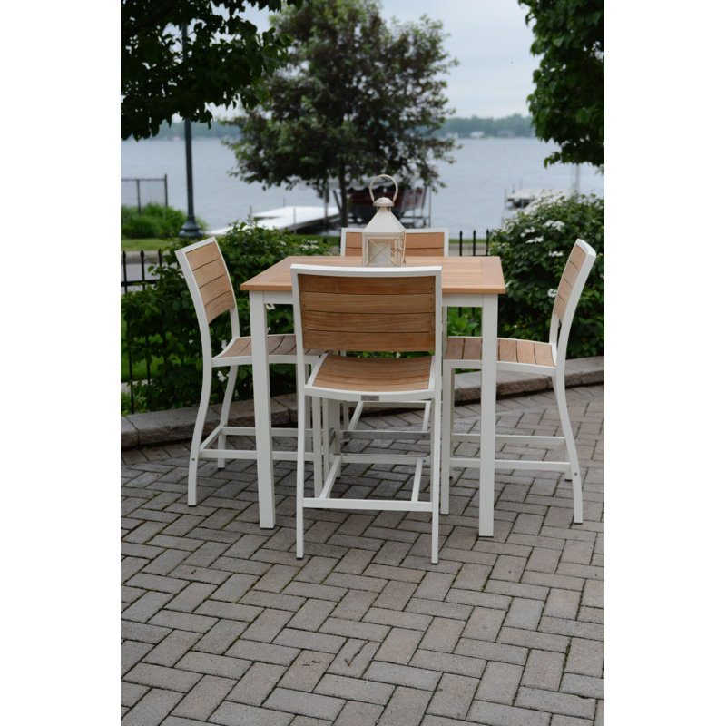 SoHo Teak Aluminum Outdoor Counter Height Side Chair, Silver