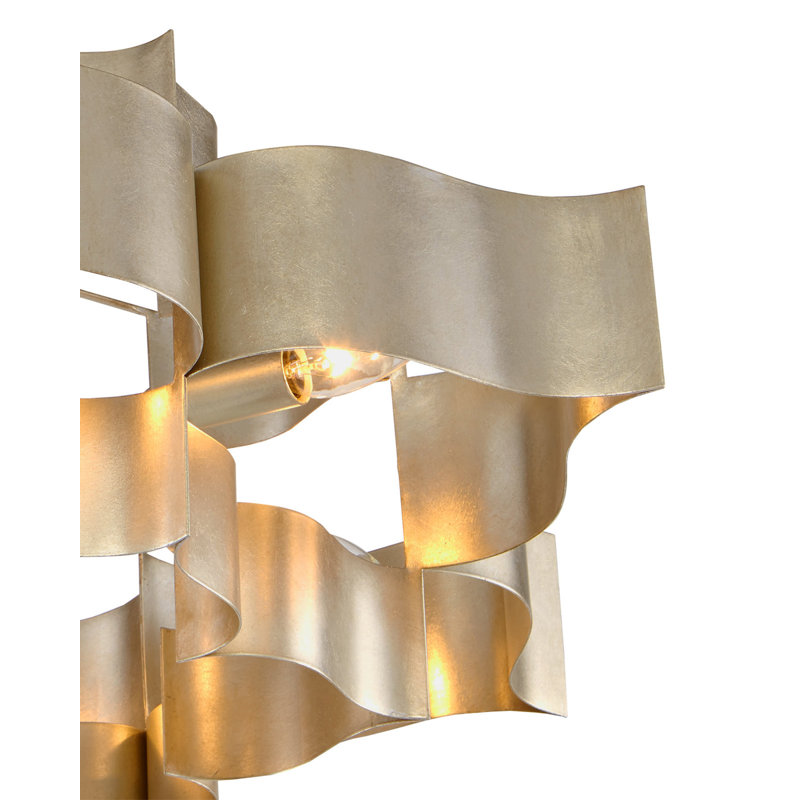 Grand Lotus 6 - Light Chandelier, Contemporary Silver Leaf