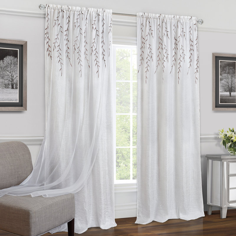 Panneau de rideau semi-diaphane avec passe-tringle Hearn, l 42" x L 84", blanc
