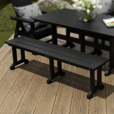 65" Outdoor Dining Bench, All-Weather Poly Lumber, for Patio, Garden, and Indoor Use by Red Barrel Studio
