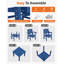 Ensemble de salle à manger de patio pour 4 personnes toutes saisons 5 pièces Ensemble de table d'extérieur et chaises d'extérieur avec cadre en aluminium pour l'extérieur, jardin, terrasse, bord de piscine, bleu-2101227318